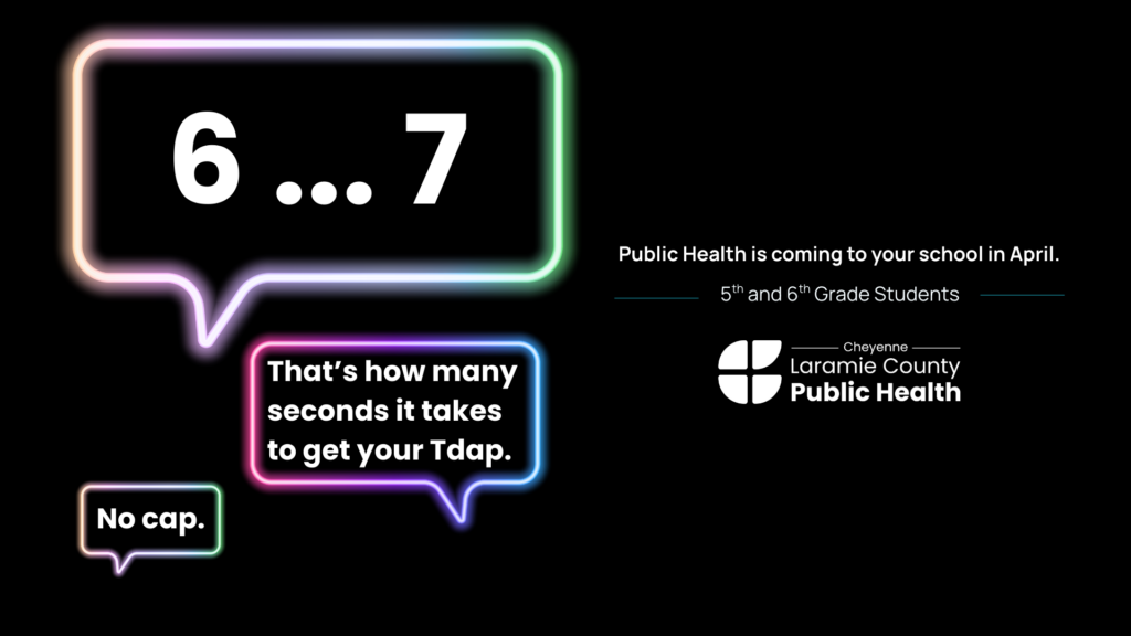 text conversation 6...7. That's how many seconds it takes to get you tdap. no cap. Public Health is coming to your school. 5th and 6th grade.