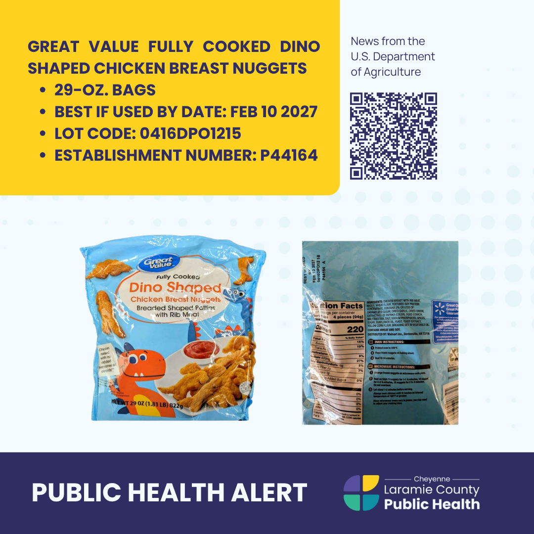 Recall information, chicken nuggets, and qr code to USDA