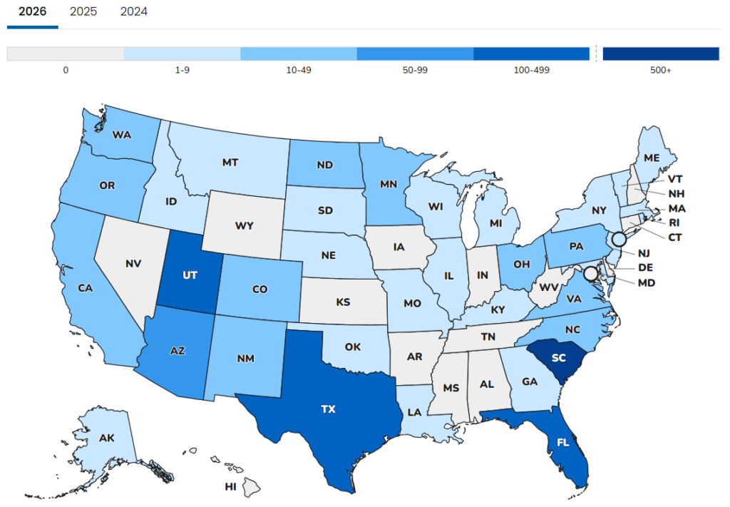 color coded map of measles cases in the united states 